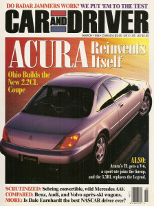 CAR & DRIVER 1996 MAR - STEEDA MUSTANG,ACURA,EARNHARDT